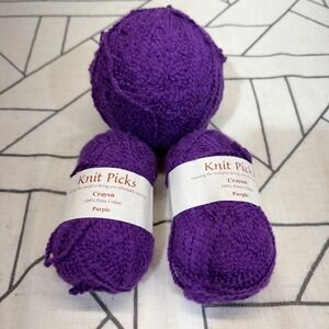 Knit Picks Crayon Yarn 10oz Purple 100% Pima Cotton Textured Knit Crochet Lot